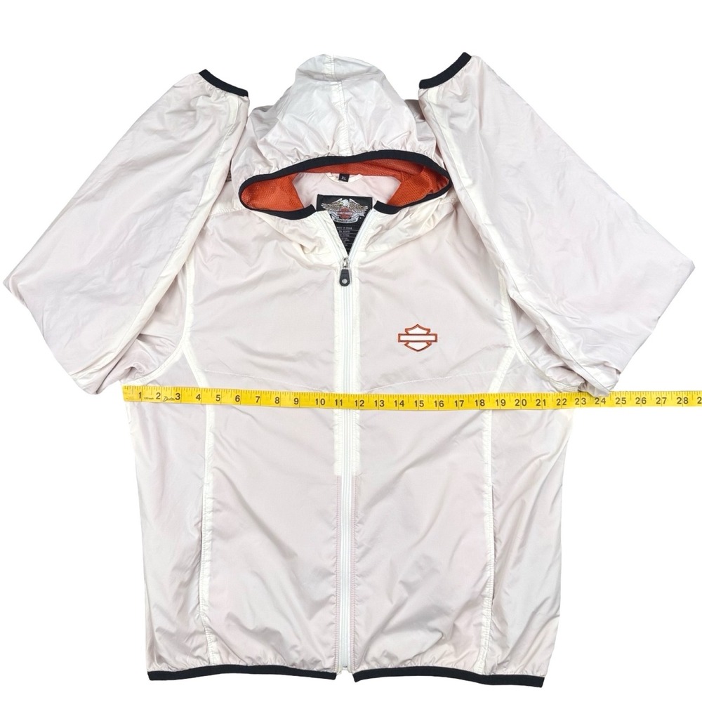 Harley Davidson Motorcycle Windbreaker Jacket Womens XL White Hooded - Picture 7 of 7